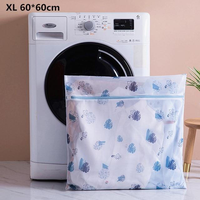 très grande taille de Sac à Linge Sale Blanc Fougères Bleues