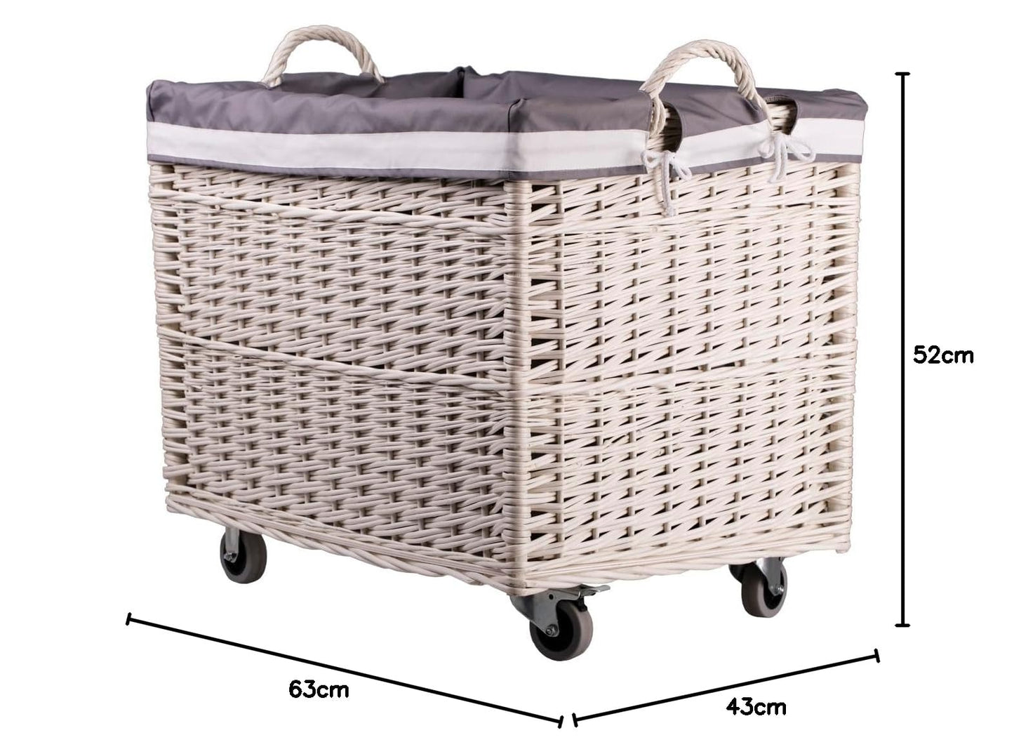 Panier à Linge en Osier sur Roulettes Opéra