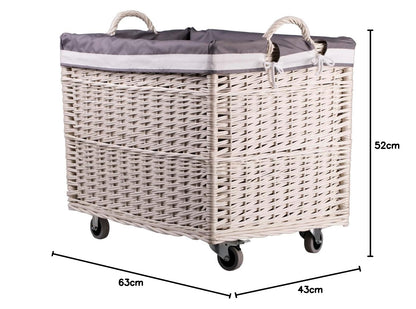 Panier à Linge en Osier sur Roulettes Opéra