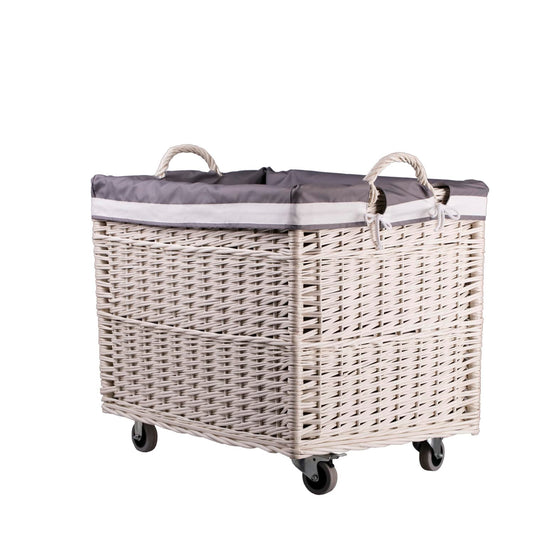 Panier à Linge en Osier sur Roulettes Opéra
