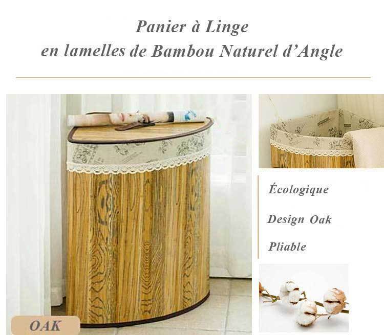 panier à linge en lamelles de bambou naturelles