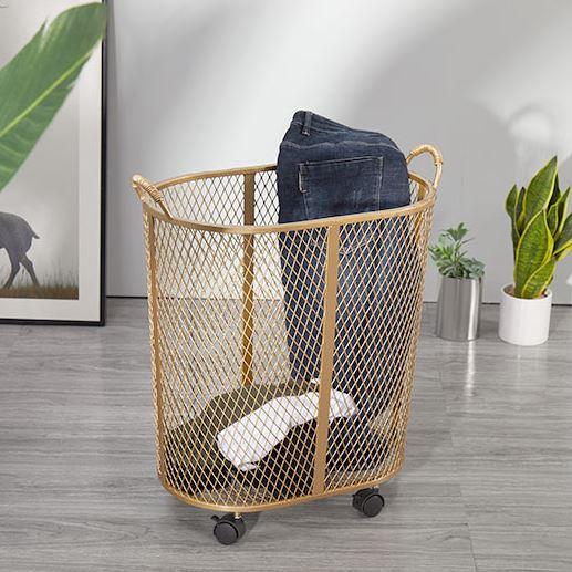 Lot De 2 Paniers Suspendus Porte-Armoire Relaxdays – Métal Doré, Idéal Cuisine, Salle De Bain Et Rangement (22,5 X 38 X 20 Cm)