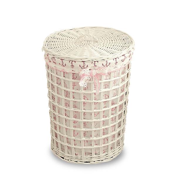 Corbeille Linge Rotin Blanc