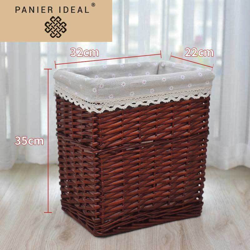 petit panier à linge en osier marron foncé