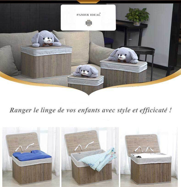 panières pour linge bambou gris