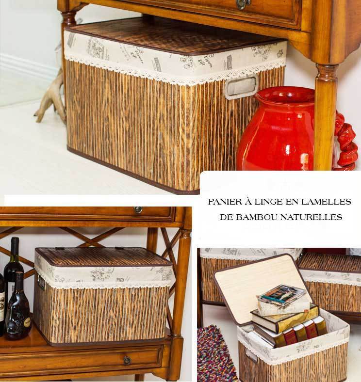 panier rectangulaire en bambou retro