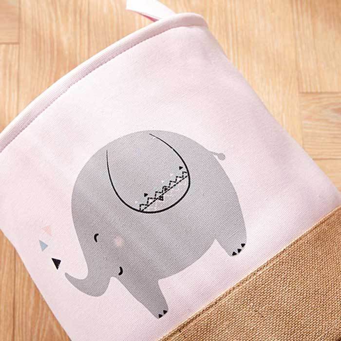 motif éléphant panier à linge bébé rose