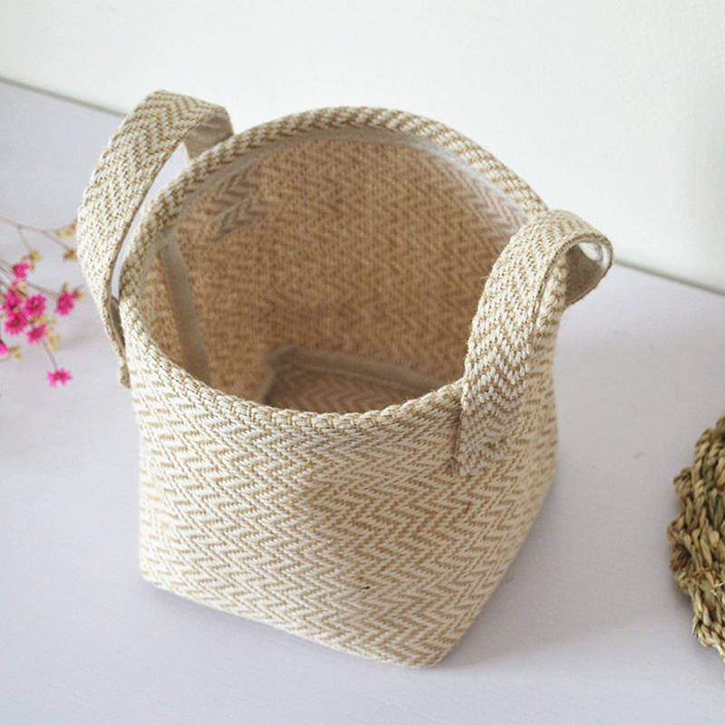 panier à linge en lin beige