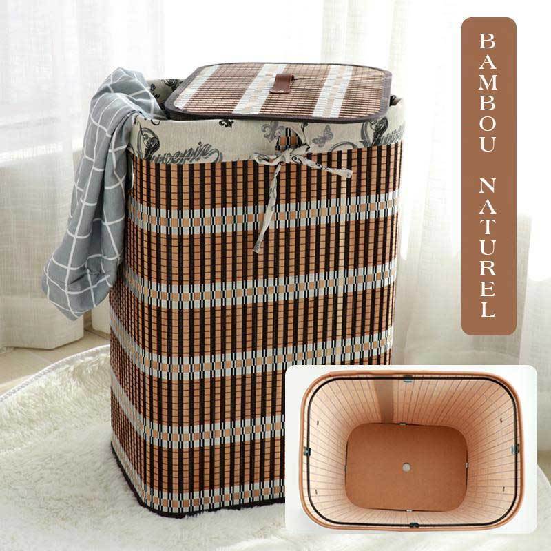 panier lamelle bambou marron