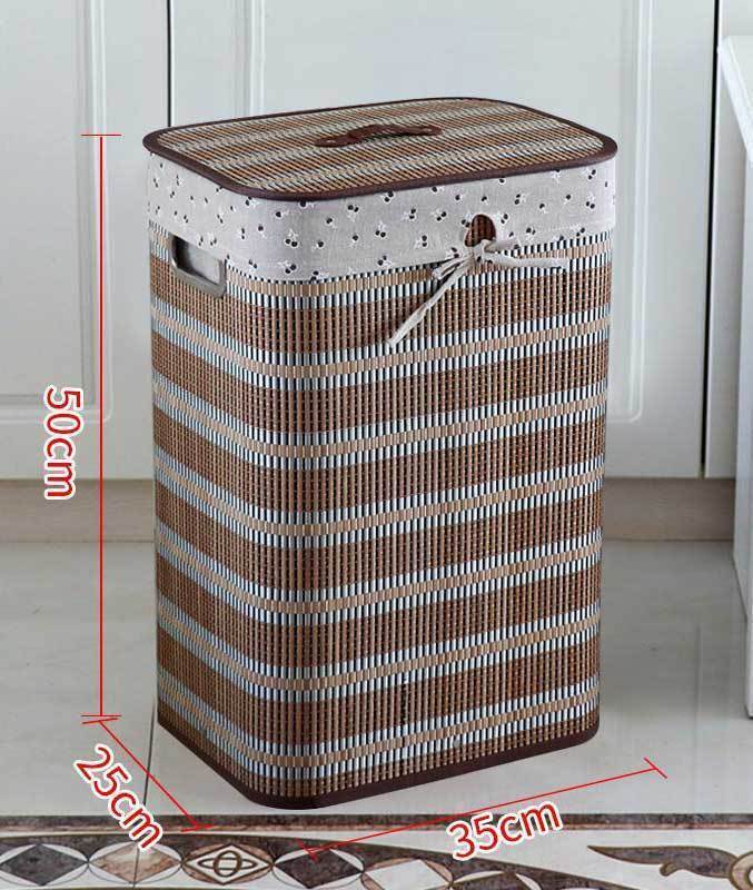 bac à linge bambou marron clair