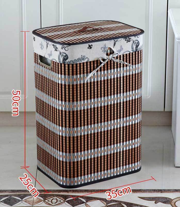 panière à linge bambou marron foncé