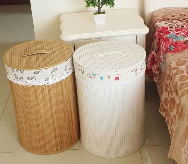 2 bacs à linge en bambou