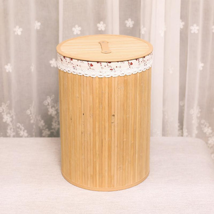 panière ronde en bambou pour salle de bain