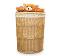 Panier Linge Enfant Panier à Linge Ourson Osier Blanc - Design Mignon Et Pratique 34L Rangement Linge Motif Ourson