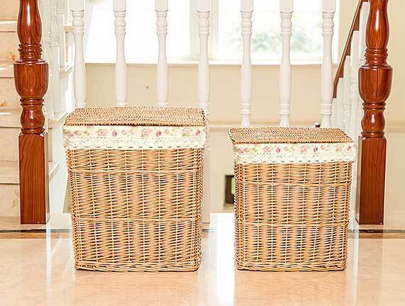 coffre à Linge en Osier Beige