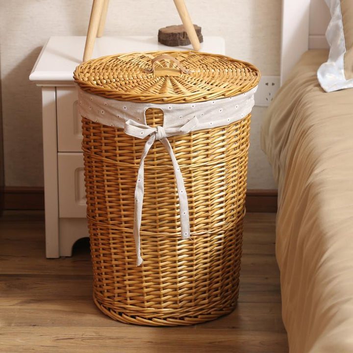 corbeille à Linge tressée en Osier Jaune