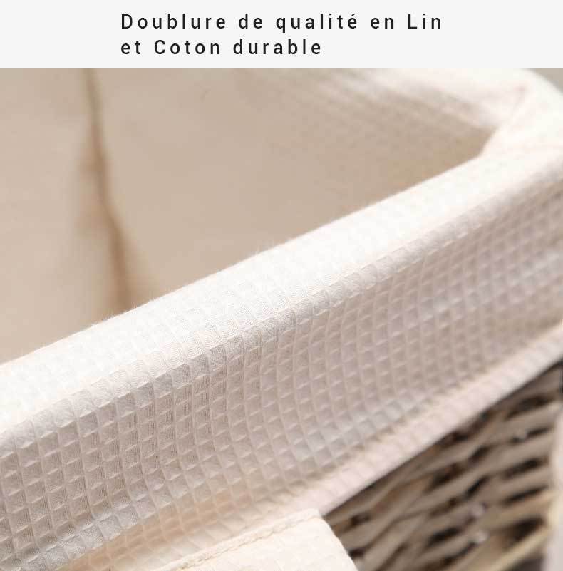panier linge osier doublure coton lin blanc bio