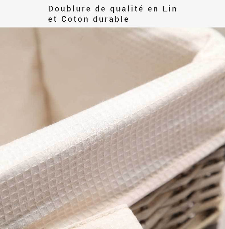 panier linge osier doublure coton lin blanc bio