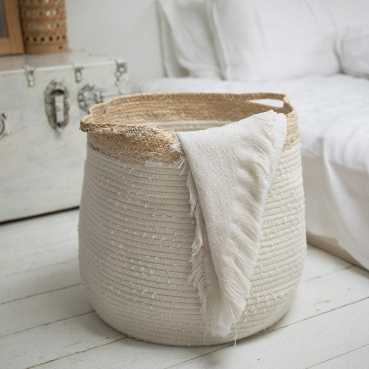 Panier à Linge en Rotin souple blanc