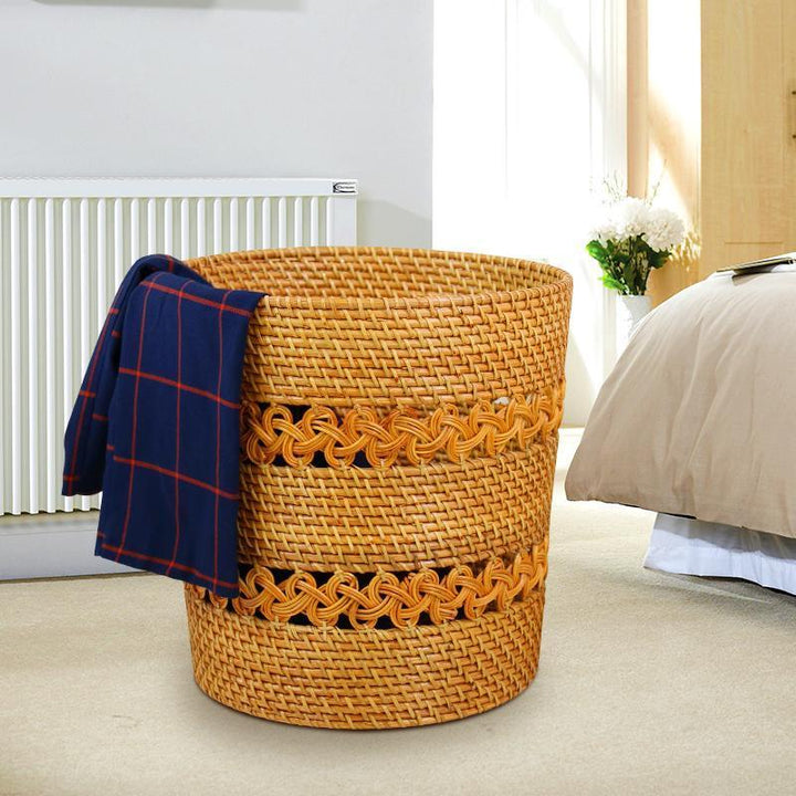 Round sundries rattan remote control storage box without cover large size snack toys weaving basket willow woven American woven box