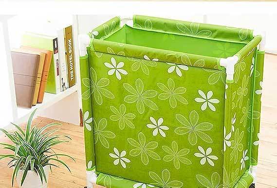 panier sur roulettes vert