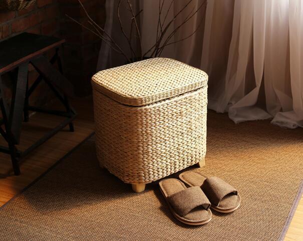 panier à linge tabouret en rotin
