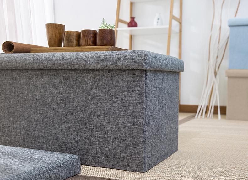 coffre à linge pouf gris