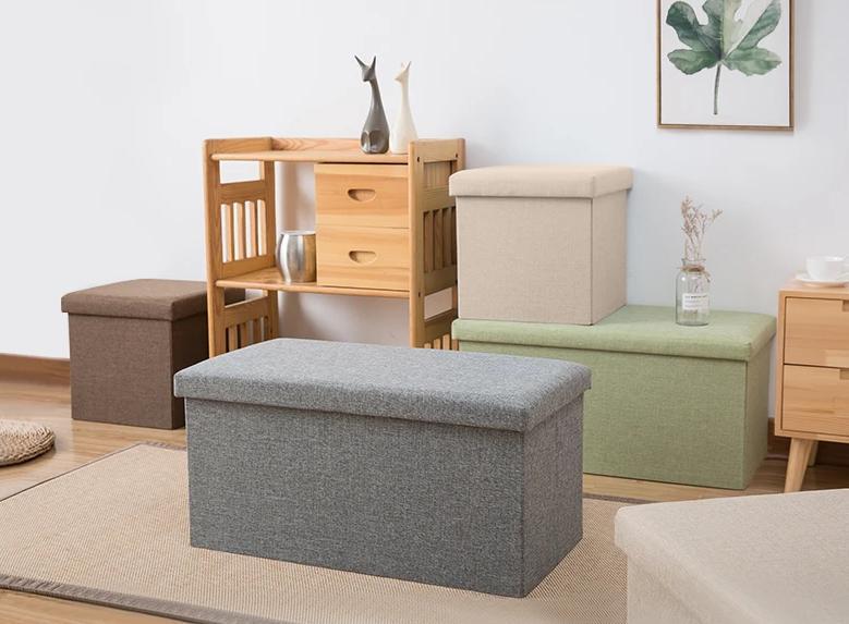 panier à linge tabouret gris