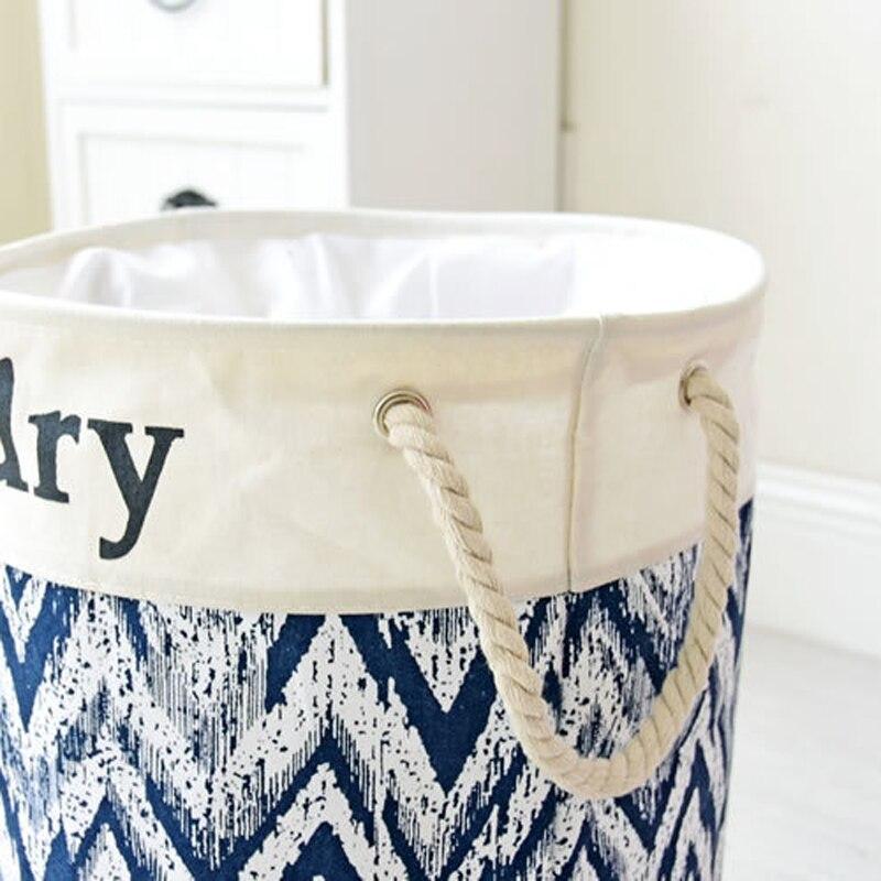 Panier de Linge de coté Tissu Bleu et Blanc