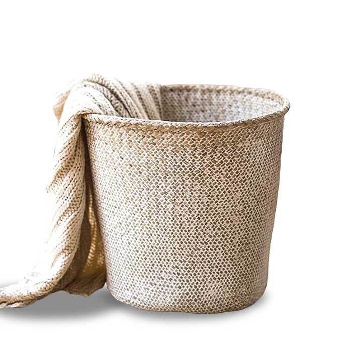 Panier à Linge Tressé Blanc