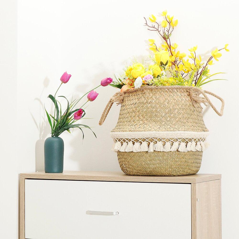 Panier Boheme Pompons blancs
